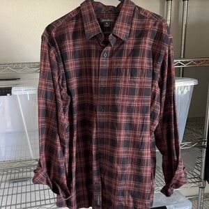 Eddie Bauer Red and Black Plaid Button-Down Shirt